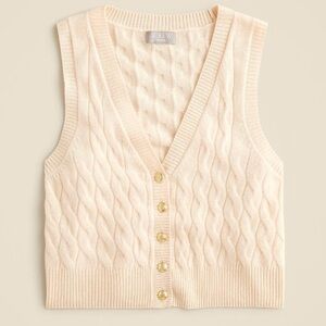 NWT J Crew 100% Cashmere cropped cable-knit sweater-vest ivory cream XS BS956